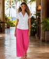 Rayon Poplin Palazo Pants with Side Pockets Hot Pink