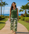 Hibiscus Cotton Mid Raise Pants Green