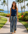 Navy Palazzo Wide-Leg Cotton Pants Navy