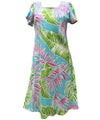 Palms Rayon Dress with Cap Sleeves