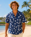 Pama Cotton Hawaiian Aloha Men's Shirt Navy
