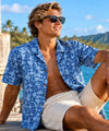 Cotton Poplin Paradise Aloha Shirt Royal Blue