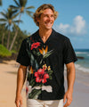 Tropical Short Sleeves Rayon Hawaiian Shirt Black
