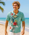 Tropical Short Sleeves Rayon Hawaiian Shirt Jade
