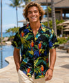 Parrots Resort Black Aloha Shirt Black