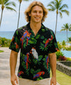 Parrots Men's Cotton Aloha Shirt Black