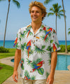 Parrots Men's Cotton Aloha Shirt White