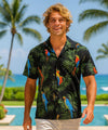 Parrots Cotton Men's Hawaiian Shirt Black