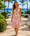Piikoi Midi Length Halter Hawaiian Dress Pink