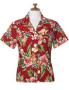 Pineapple Hibiscus Women Camp Cotton Shirt
