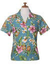 Pineapple Hibiscus Women Camp Cotton Shirt