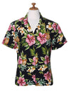 Pineapple Hibiscus Women Camp Cotton Shirt