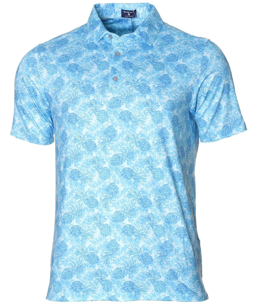 Orange Hawaiian Print Golf Shirt For Men