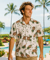 Lanai Pineapples Open Collar Men Aloha Shirt White