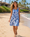 Pineapples A-Line Back Cutout Short Hawaiian Dress Blue