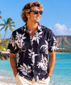 Black Ukuleles Button Up Collar Aloha Dress Shirt