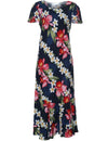 Plumeria Maxi Hawaiian Dress Cap Sleeves