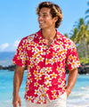 Plumeria Men's Cotton Aloha Shirt Pink