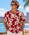 Plumeria Men's Cotton Aloha Shirt Red
