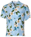 Short Sleeves Light Sky Blue Plumeria Aloha Shirt