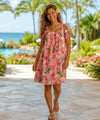 Plumeria Fantasia Pull Over Short Muumuu Dress Pink
