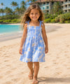 Plumeria Smock Tube Top Girls Dress Blue