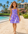 Plumeria Smock Tube Top Girls Dress Purple