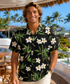 Plumeria Resort Rayon Relaxed Fit Aloha Shirt Black
