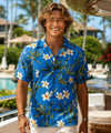 Plumeria Resort Rayon Relaxed Fit Aloha Shirt Ocean Blue