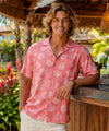 Rayon Plus Size Seashells Men's Aloha Shirts Coral