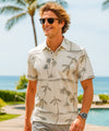 Men's Polo Island Palms Aloha Shirt Cream
