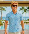 Pineapple Wrinkle-Free Polo Garden Aloha Golf Shirt Aqua