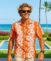 Ilima Panel Poly Cotton Hawaiian Shirt Orange