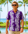 Ilima Panel Poly Cotton Hawaiian Shirt Purple