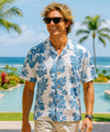 Kalino Poly Cotton Men's Aloha Shirt Blue