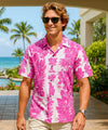 Kalino Poly Cotton Men's Aloha Shirt Pink