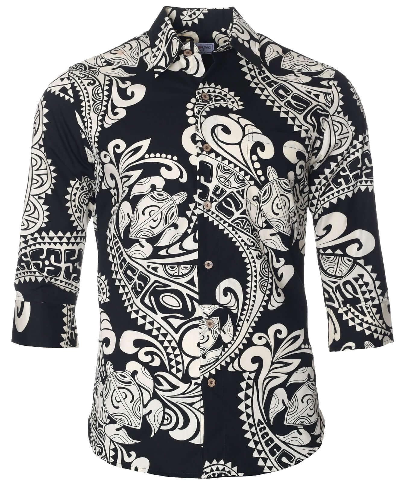 Polynesian 3/4 Sleeves Cotton Tribal Shirt