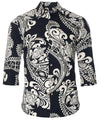 Polynesian 3/4 Sleeves Cotton Tribal Shirt Men's Cotton Shirts