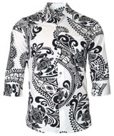 Polynesian 3/4 Sleeves Cotton Tribal Shirt