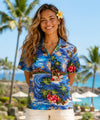 Polynesian Hawaiian Island Camp Shirt Navy