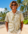 Polynesian Tatoo Rayon Hawaiian Shirt Khaki