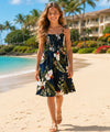 Punahele Girls Tube Top Hawaiian Dress Navy