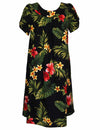Puunene Plumeria Hibiscus Pull Over Short Muumuu Dress