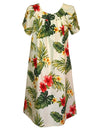 Puunene Plumeria Hibiscus Pull Over Short Muumuu Dress