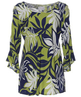 Rayon Bias Cut 3/4 Bell Sleeves Blouse