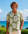 Rayon Taro Relax Fit Men's Green Aloha Shirt