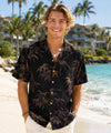 Bamboo Open Collar Rayon Men's Aloha Shirt Black