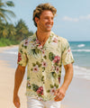 Lahaina Men's Hibiscus Aloha Shirt Yellow Men's Rayon Shirts