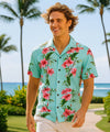 Bamboo Hawaiian Aloha Shirt Aqua