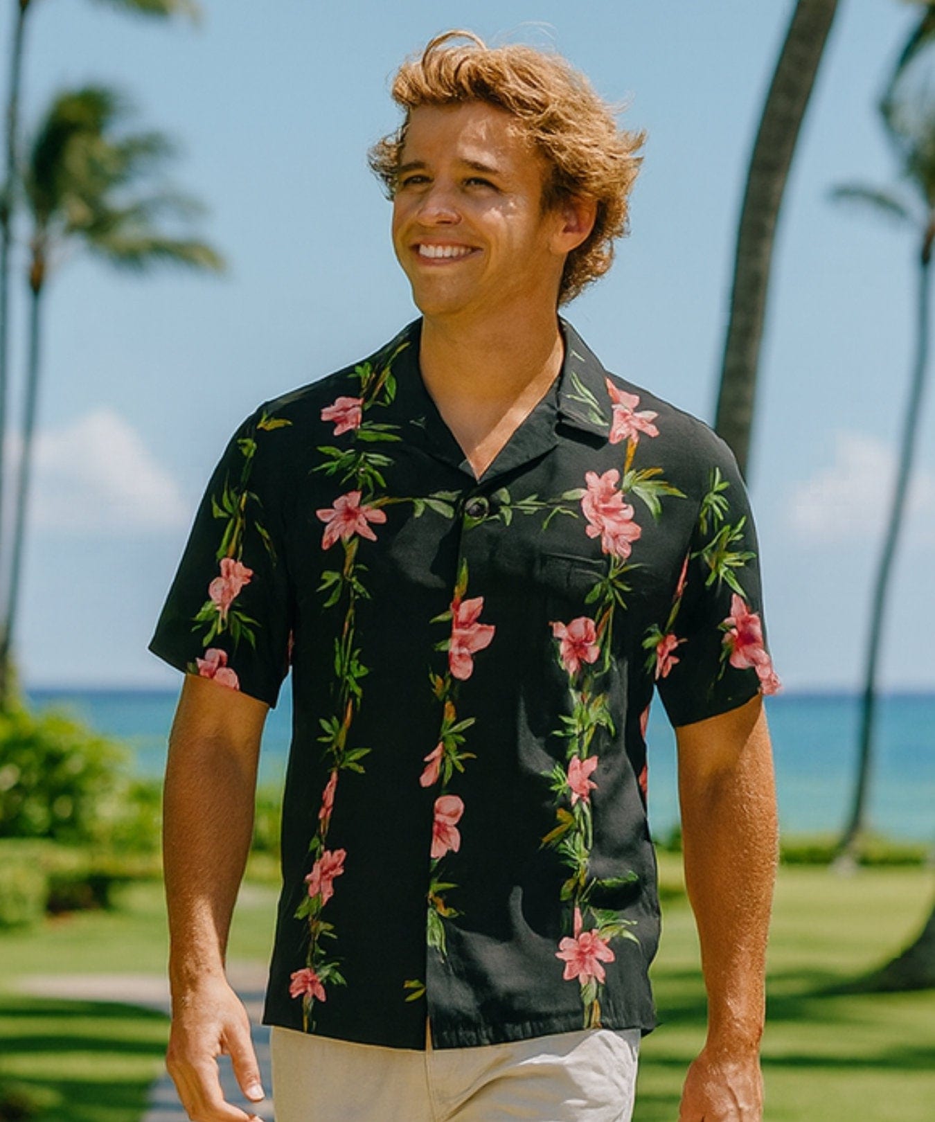 Bamboo Hawaiian Aloha Shirt Black